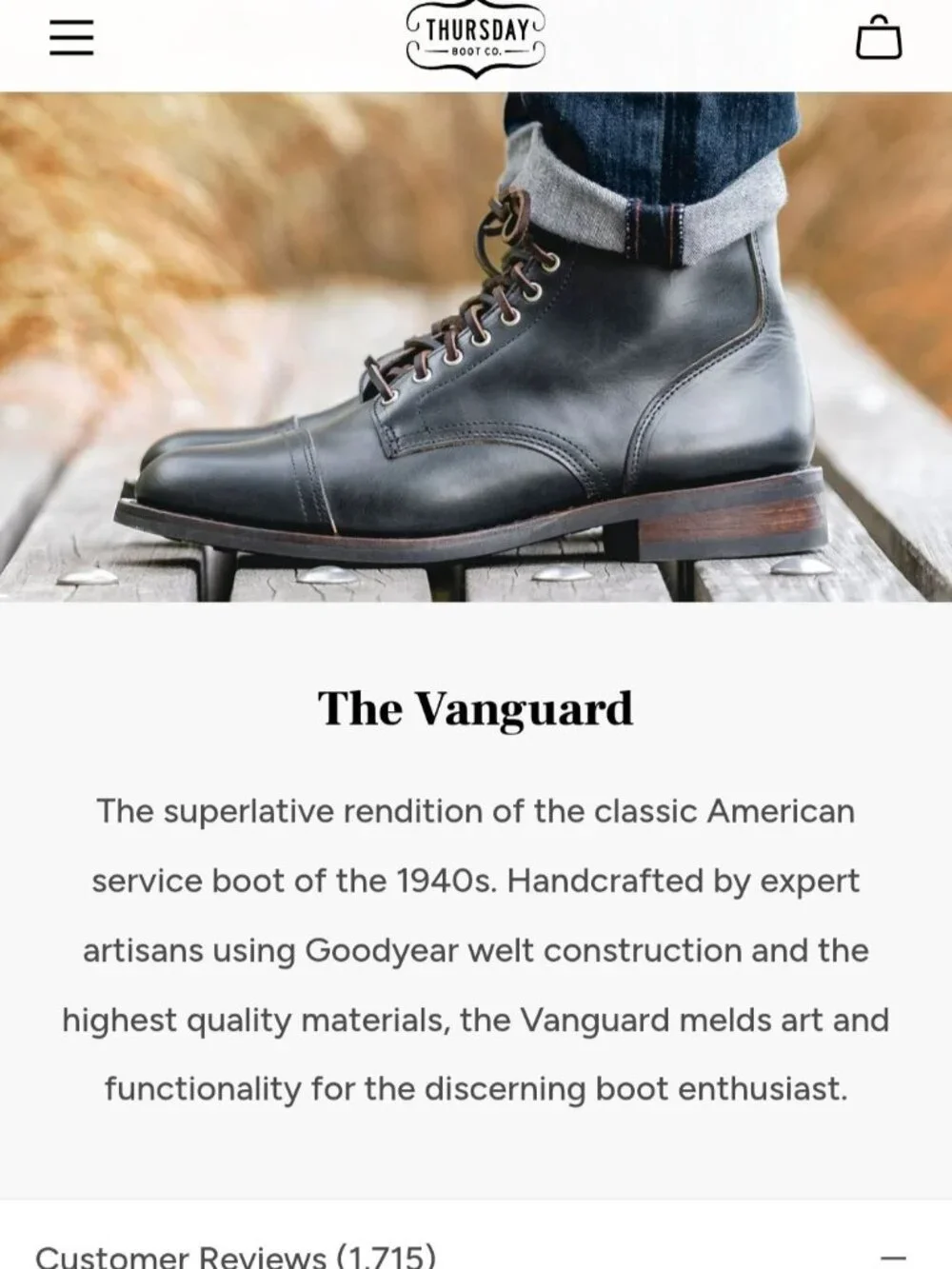 Thursday Boot Company The Vanguard Black Leather Lace Up Boots Size 7D